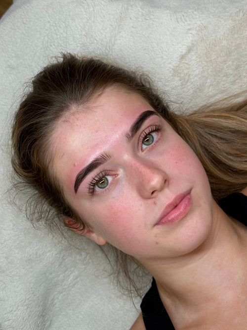 Signature brow training course UK at Hunnies Academy showing natural brow shaping, mapping and tinting results for professional brow artists